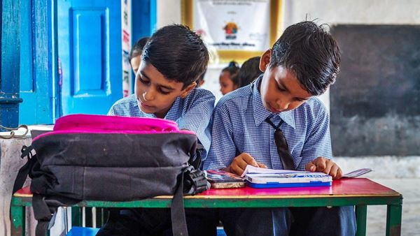  two students studying in bangalore school.